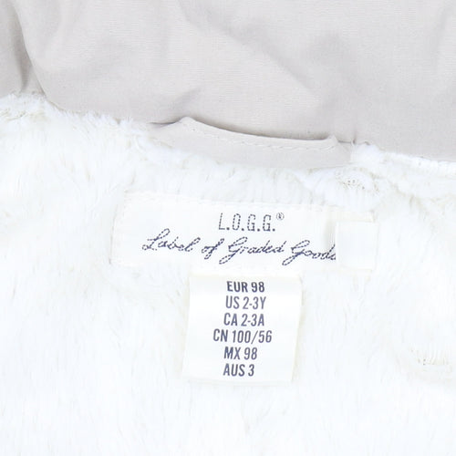 L.O.G.G. Girls Beige Parka 3-4 Years with Faux Fur Hood