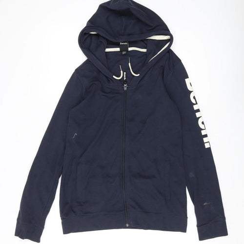 Bench Men's Blue Full Zip Hoodie, Size L, Cotton Blend