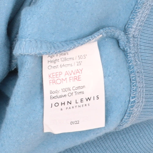 John Lewis Boys Blue Full Zip Hoodie - 6 Years