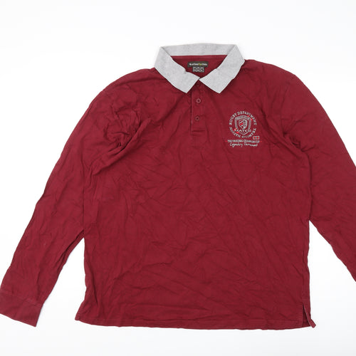 Atlas For Men Red Long Sleeve Polo XL - Embroidered Design
