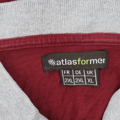 Atlas For Men Red Long Sleeve Polo XL - Embroidered Design