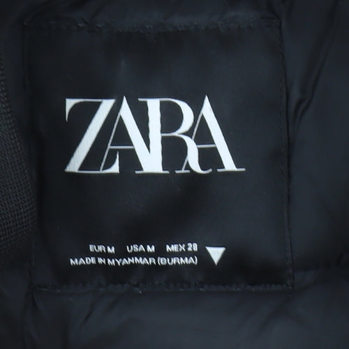 Zara Women's Black Bomber Jacket, Size 12, Casual Style