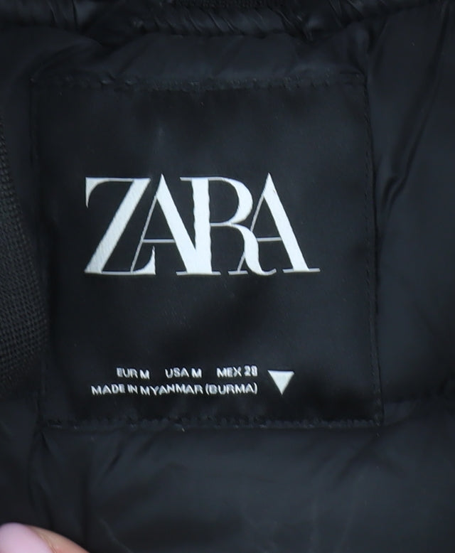 Zara Women's Black Bomber Jacket, Size 12, Casual Style