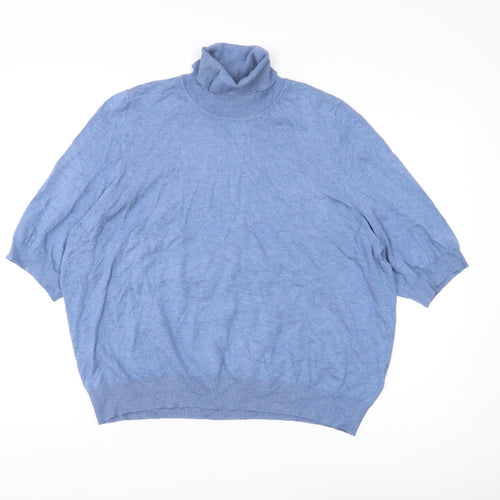 Marks and Spencer Women's Blue Roll Neck Jumper Size 16