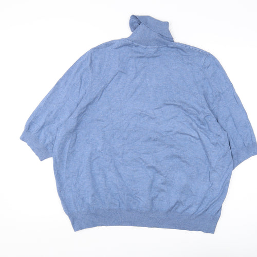 Marks and Spencer Women's Blue Roll Neck Jumper Size 16