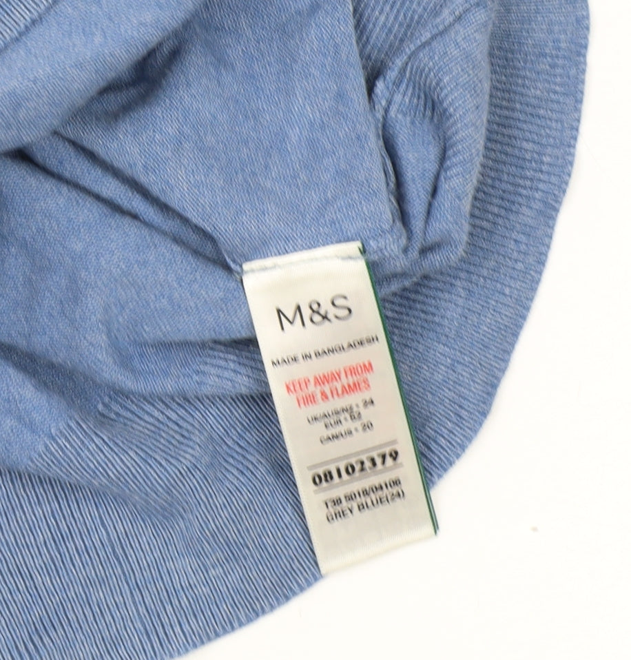 Marks and Spencer Women's Blue Roll Neck Jumper Size 16