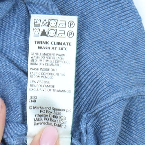 Marks and Spencer Women's Blue Roll Neck Jumper Size 16