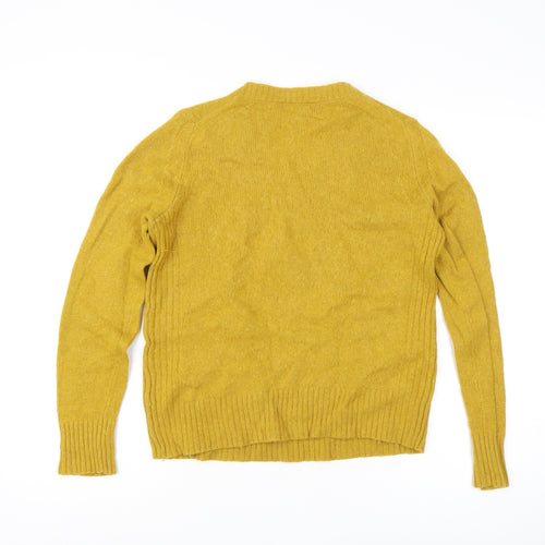 Marks and Spencer Women's Yellow V-Neck Jumper Size 10