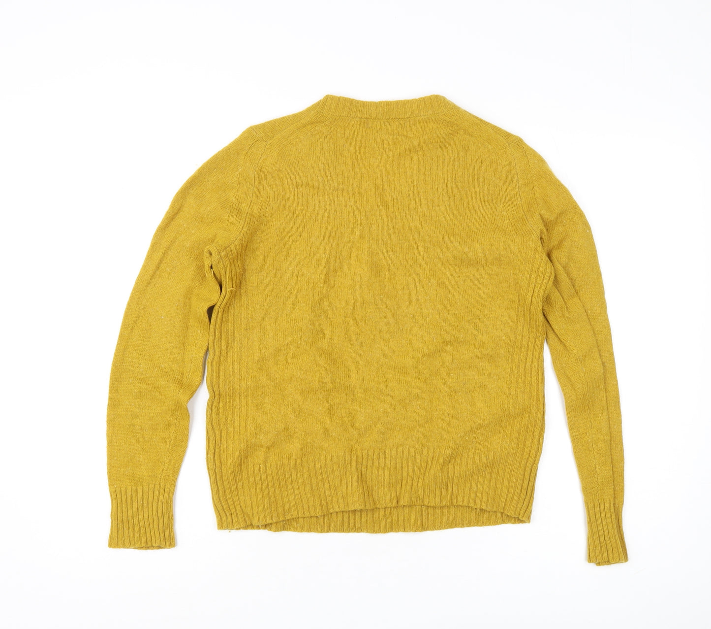 Marks and Spencer Women's Yellow V-Neck Jumper Size 10