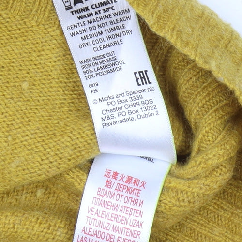 Marks and Spencer Women's Yellow V-Neck Jumper Size 10