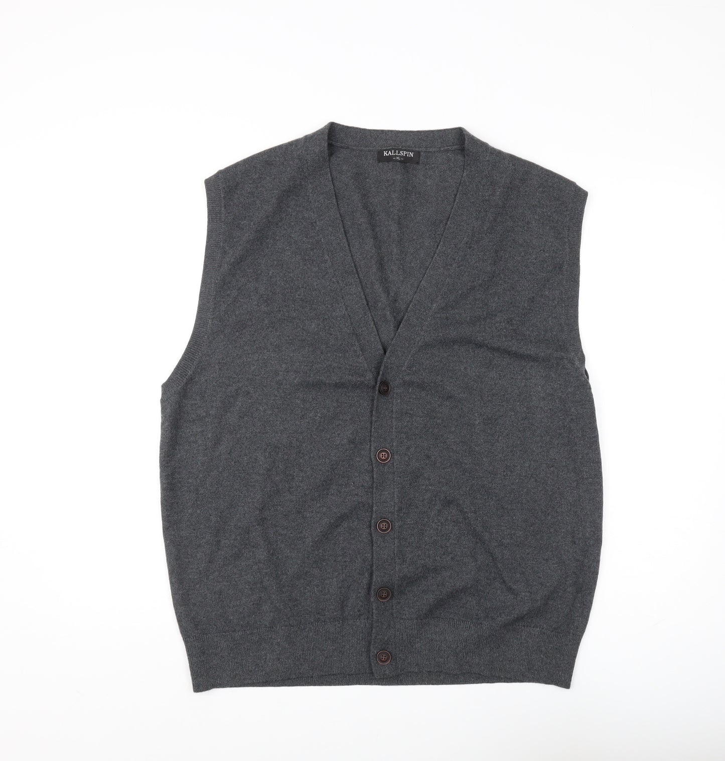 Kallspin Men's Grey XL Vest - Casual Knitwear Jumper