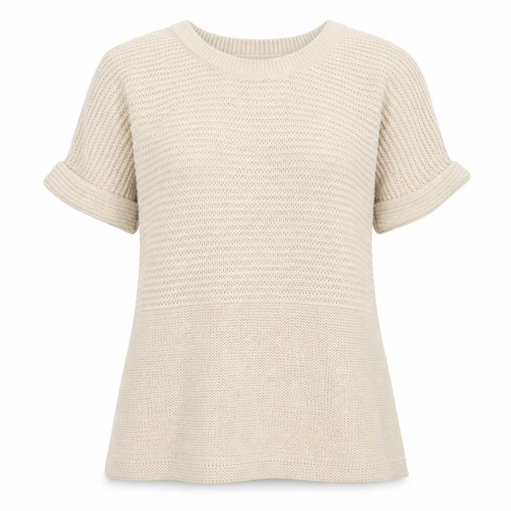 Front view of Topshop Women’s Beige Chunky Knit jumper, size UK 8