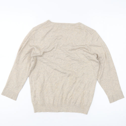 Marks and Spencer Women's Beige V-Neck Pullover in Size 14