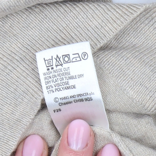 Marks and Spencer Women's Beige V-Neck Pullover in Size 14