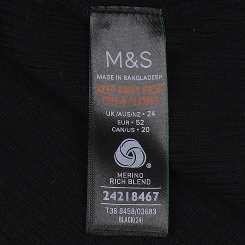 Marks and Spencer Women's Black Mock Neck Jumper Size 24