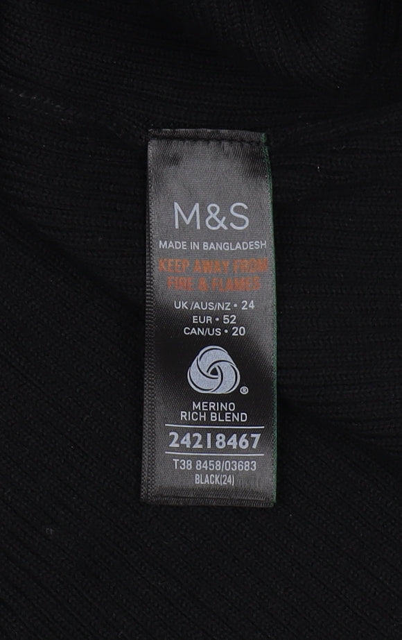 Marks and Spencer Women's Black Mock Neck Jumper Size 24