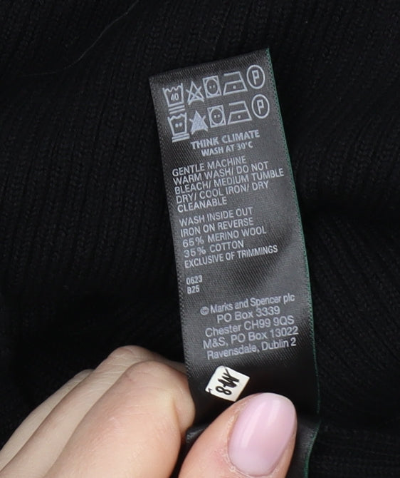 Marks and Spencer Women's Black Mock Neck Jumper Size 24