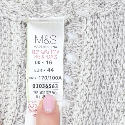 Marks and Spencer Women's Beige Open-Knit Cardigan