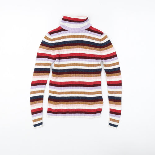 Marks and Spencer Girls Multicoloured Striped Pullover Size 8-9 Years