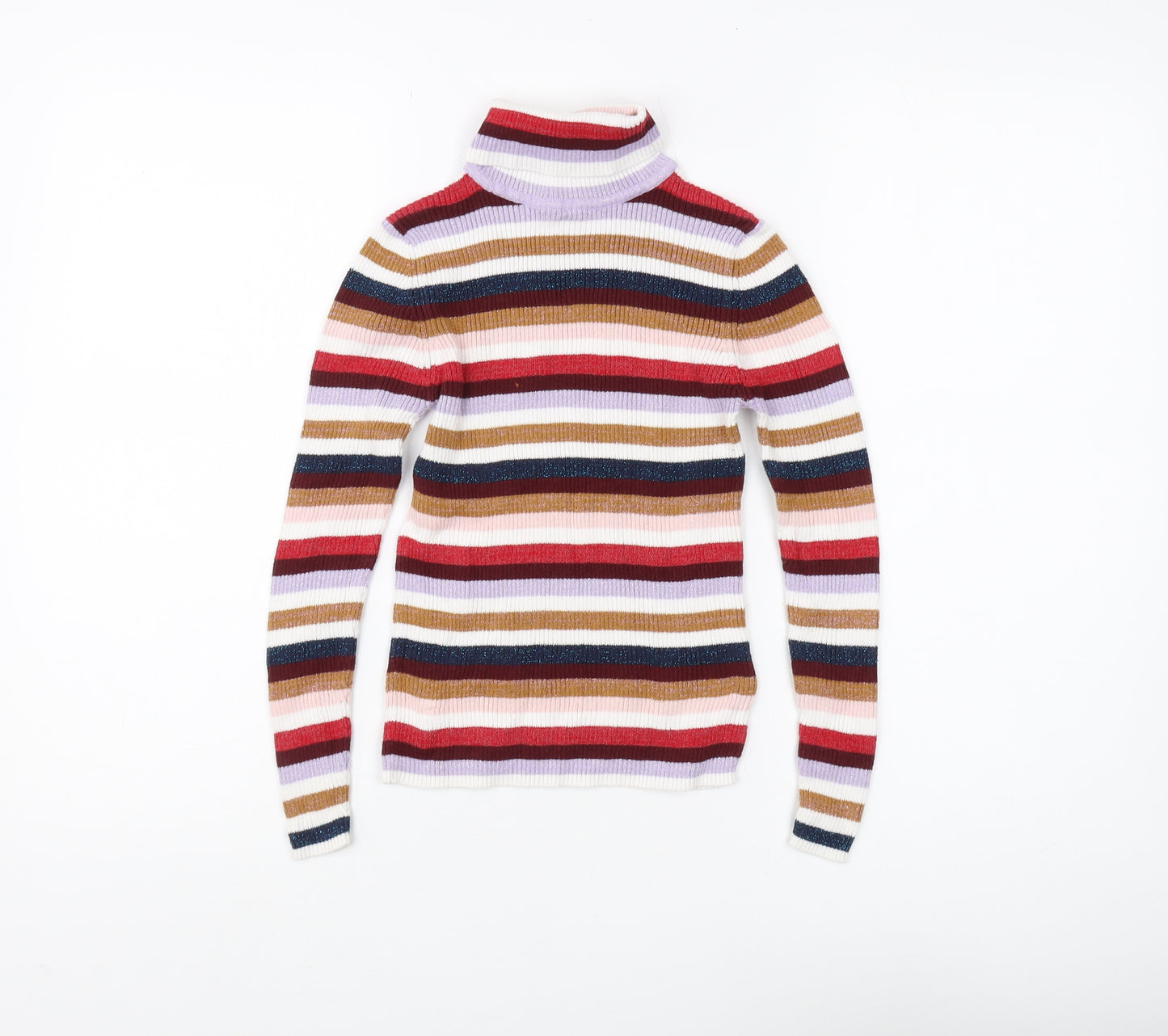 Marks and Spencer Girls Multicoloured Striped Pullover Size 8-9 Years