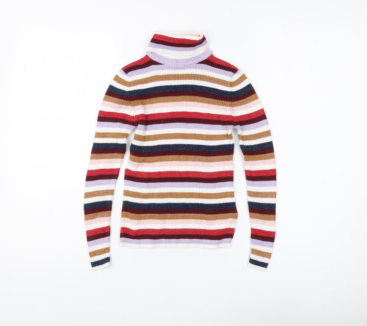 Marks and Spencer Girls Multicoloured Striped Pullover Size 8-9 Years