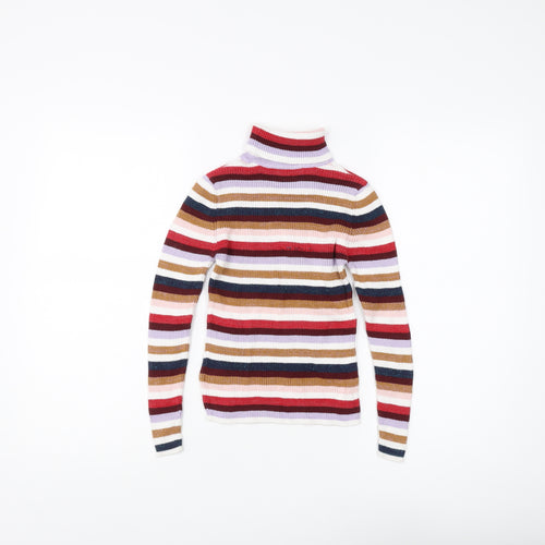 Marks and Spencer Girls Multicoloured Striped Pullover Size 8-9 Years