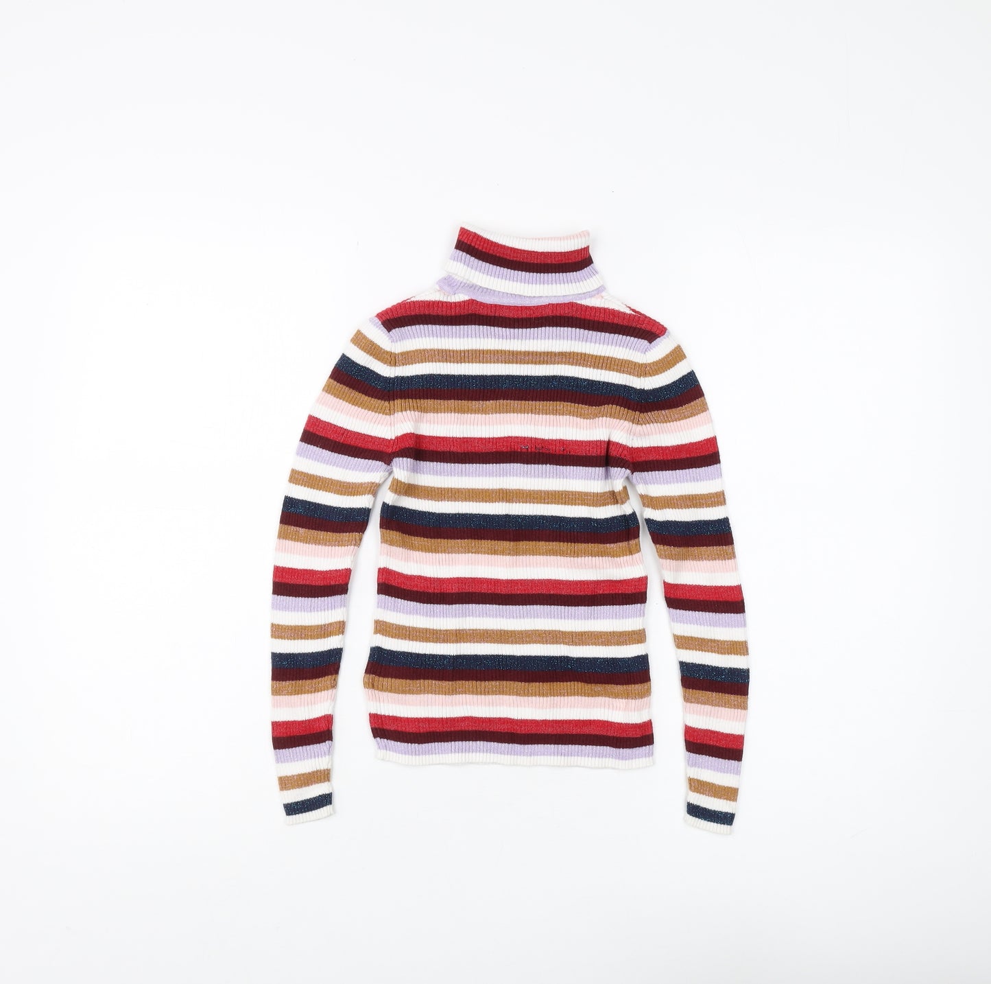 Marks and Spencer Girls Multicoloured Striped Pullover Size 8-9 Years