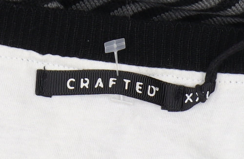 Crafted Men's Black 2XL V-Neck Striped Jumper