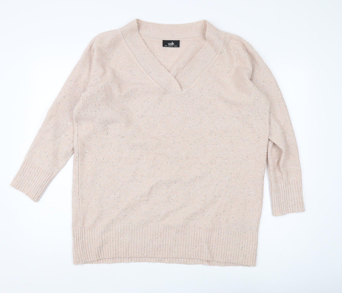 Wallis Women's Beige V-Neck Pullover Jumper - M