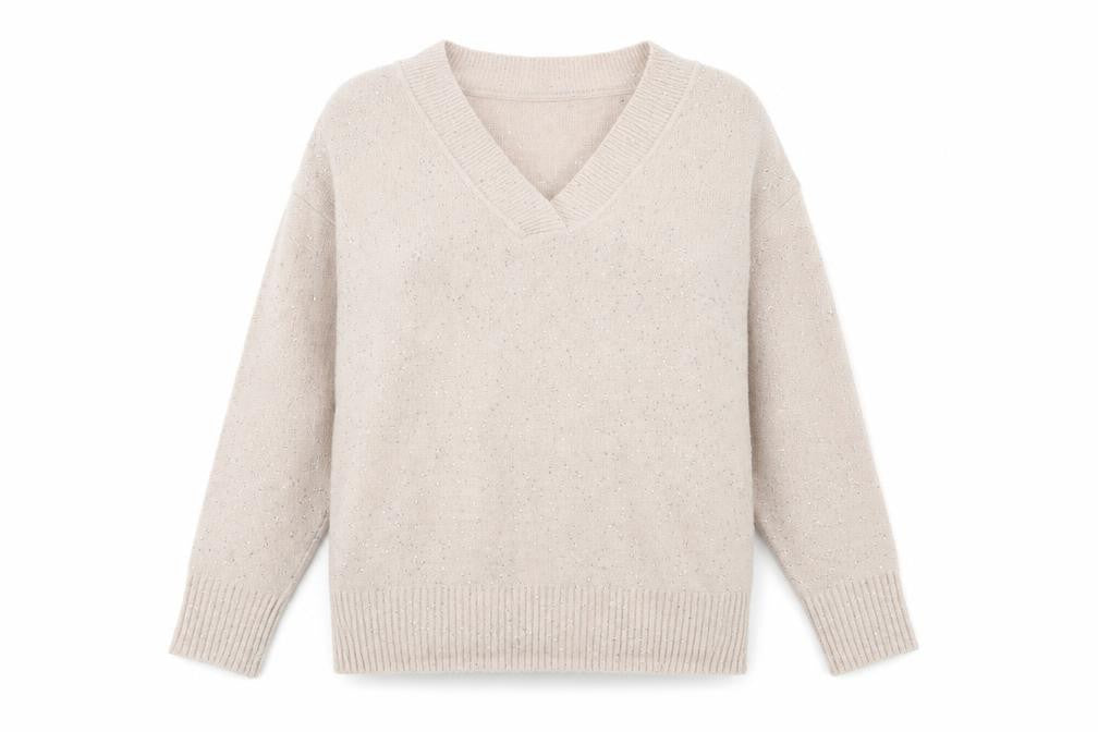 Front view of Wallis Women's Beige V-Neck jumper - M