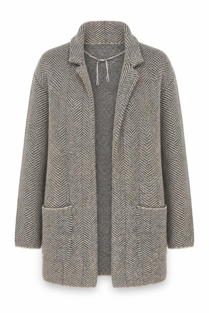 Front view of Kaisley Women's Grey Cardigan -, size S, Classic Style