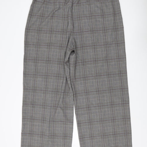 Marks and Spencer Women's Grey Check Chino Trousers Size 20