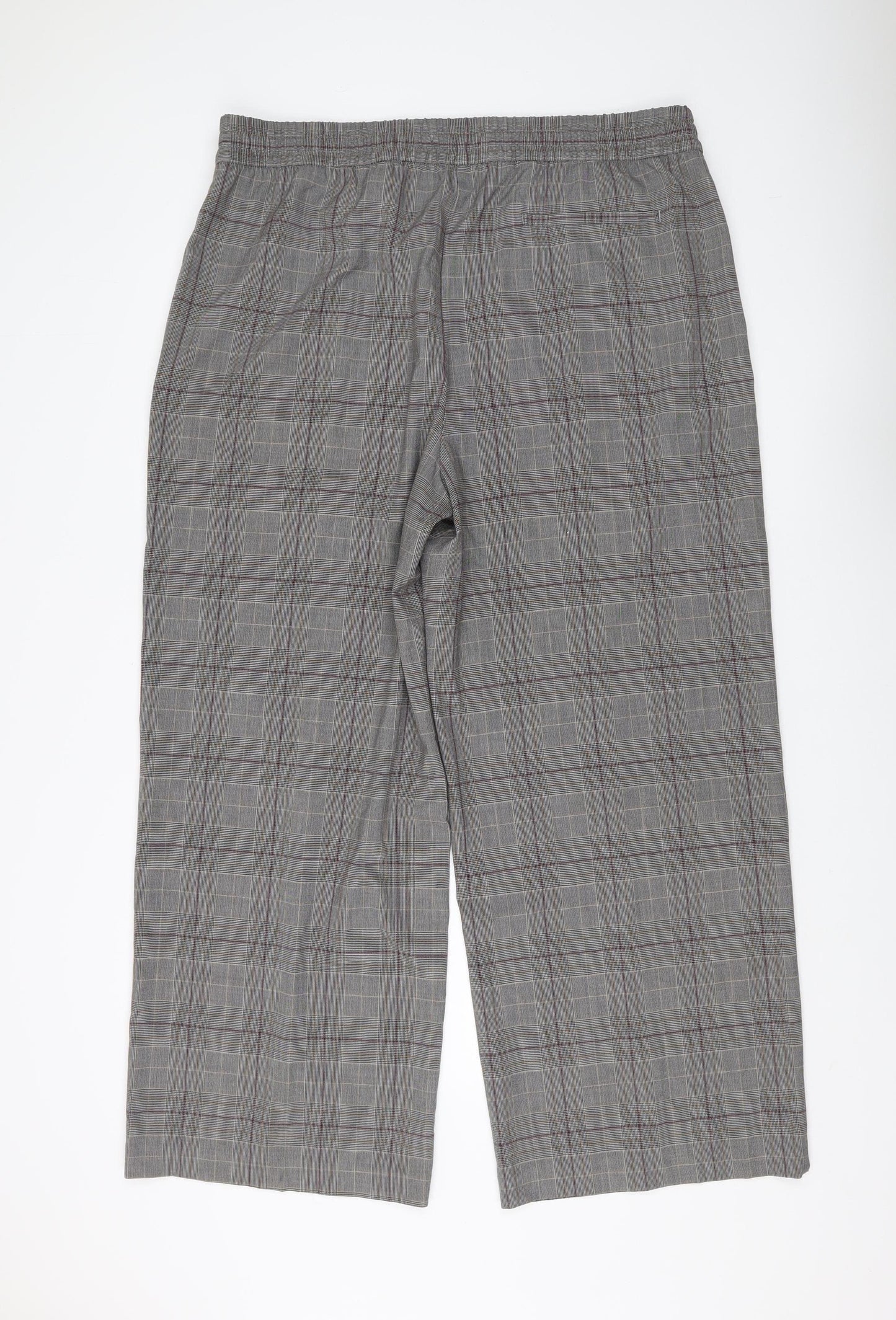 Marks and Spencer Women's Grey Check Chino Trousers Size 20