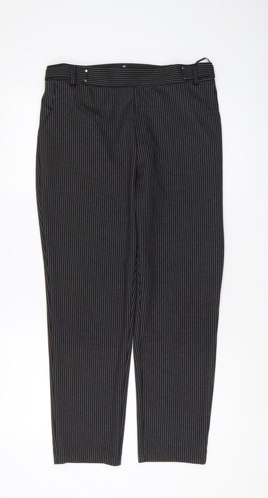 Anna Rose Women's Black Striped Straight Trousers Size 14