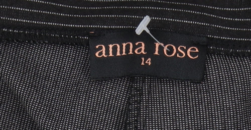 Anna Rose Women's Black Striped Straight Trousers Size 14
