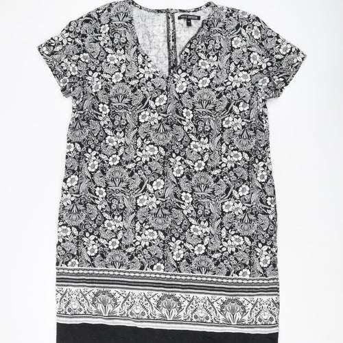 Next Women's Black Floral Petite Shift Dress Size 14P