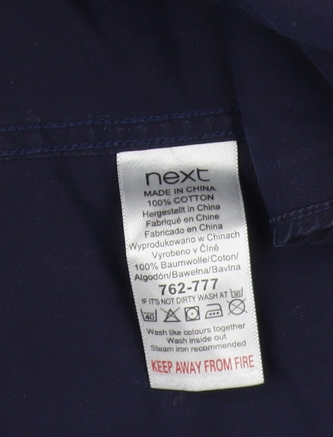 Next Men's Blue Slim Fit Button-Up Shirt Size 15.5