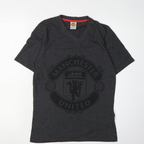 Manchester United Men’s Grey V-Neck T-Shirt Size S
