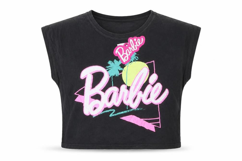 Barbie Girls Black Cropped T-Shirt 11-12 Years Graphic Logo