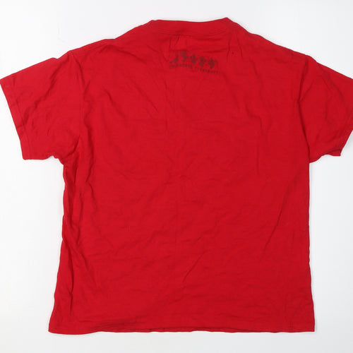 Disney Girls Red T-Shirt, Size M Cartoon Graphic, Cotton
