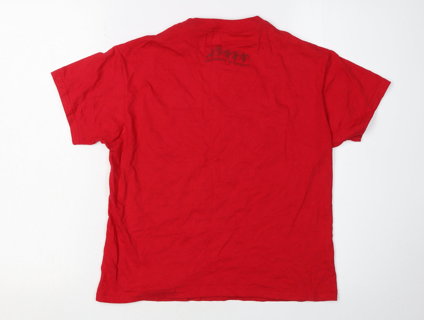 Disney Girls Red T-Shirt, Size M Cartoon Graphic, Cotton