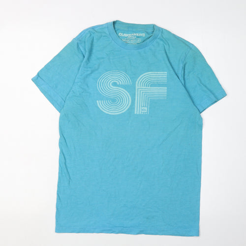 Quiksilver Men's Blue Graphic Print T-Shirt Small