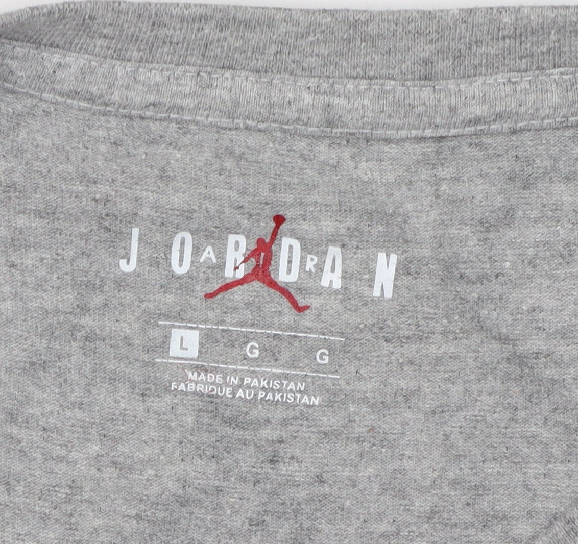 Jordan Men's Grey Cotton Graphic T-Shirt L