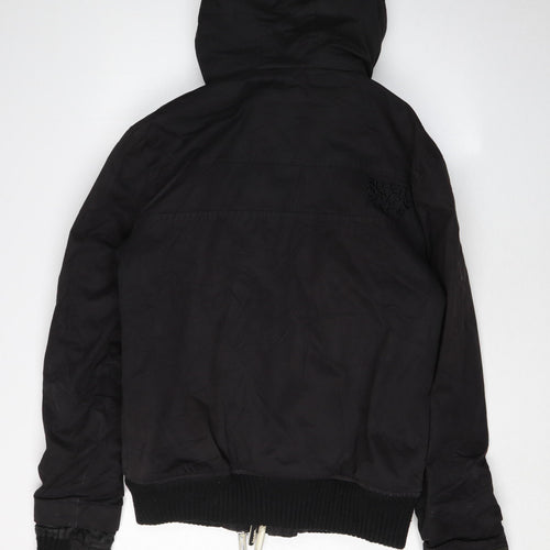 Superdry Men's Black Bomber Jacket Large Hooded Zipped