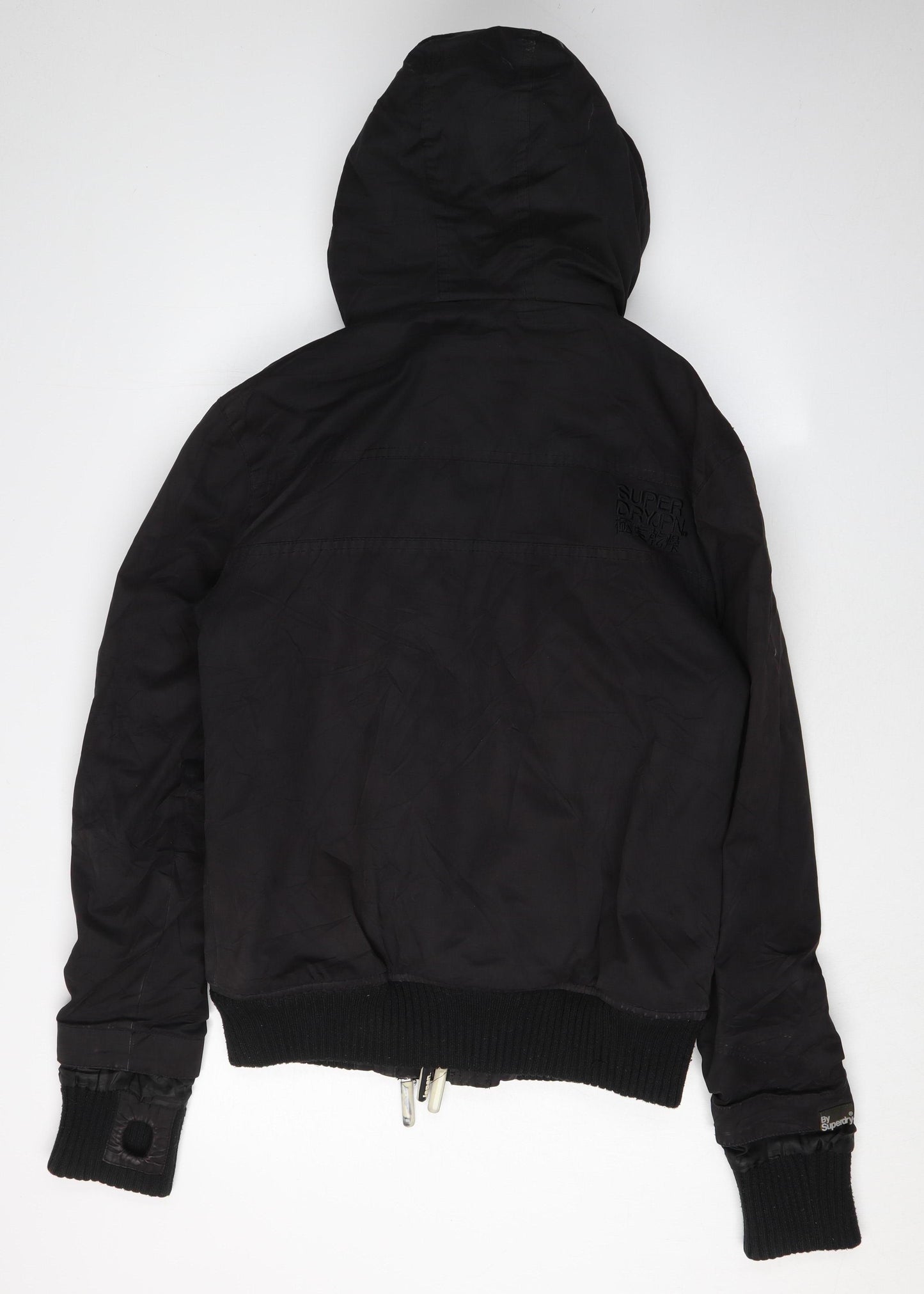 Superdry Men's Black Bomber Jacket Large Hooded Zipped