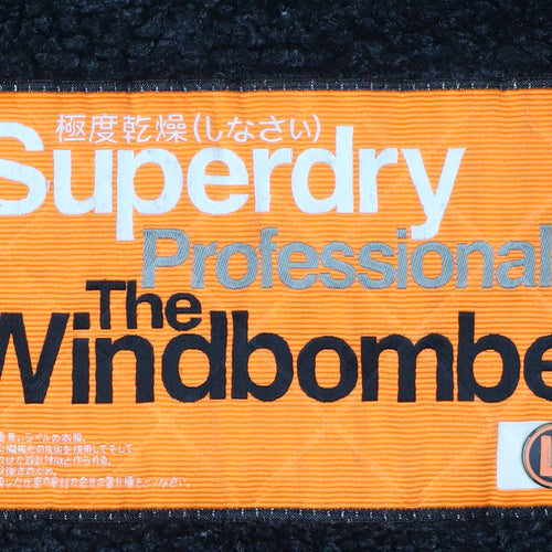 Superdry Men's Black Bomber Jacket Large Hooded Zipped