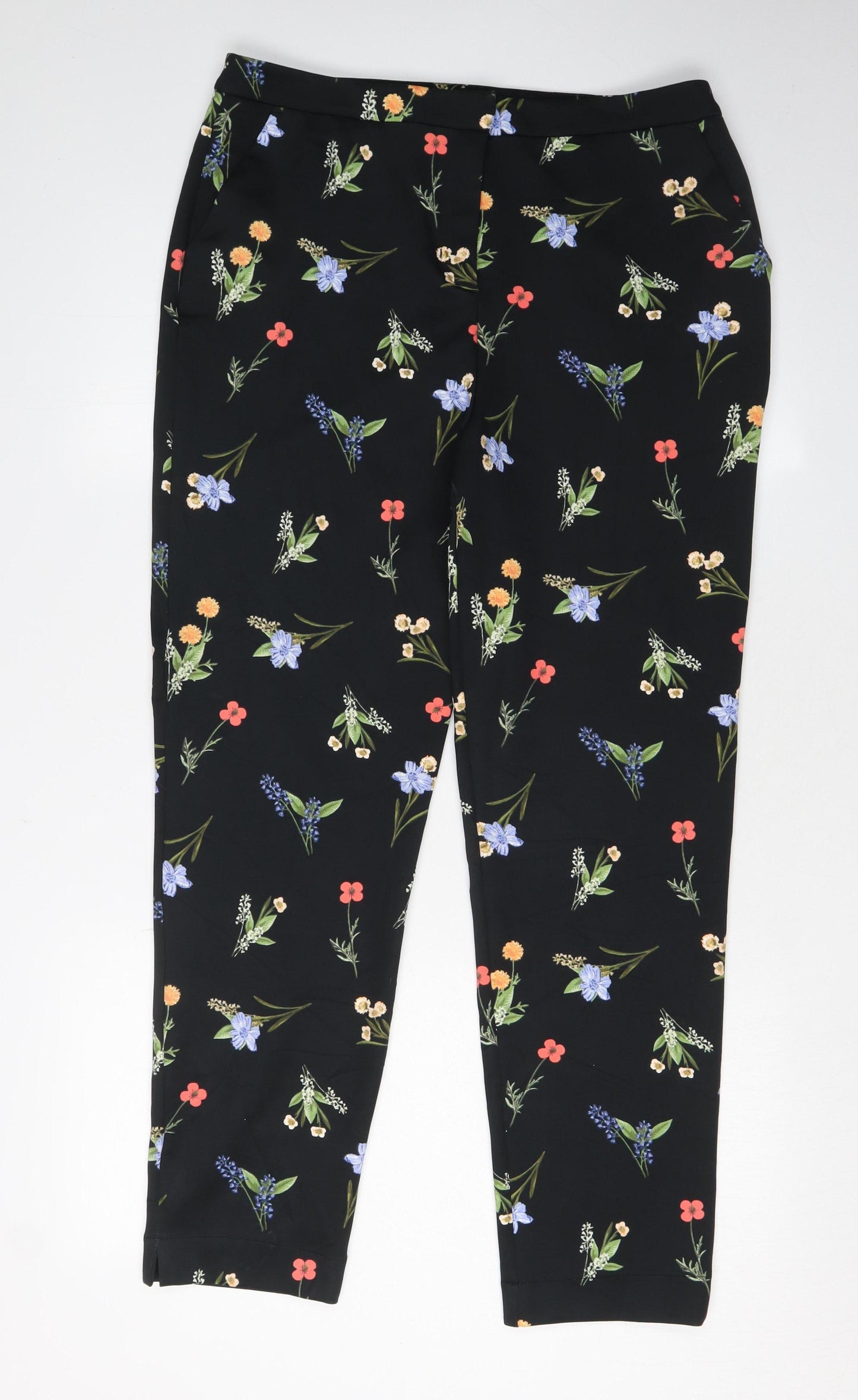 Marks and Spencer Women's Black Floral Cropped Trousers