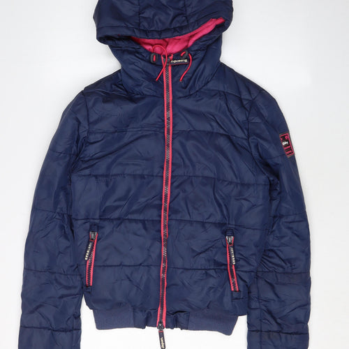 Superdry Women's Blue Hooded Puffer Jacket XS