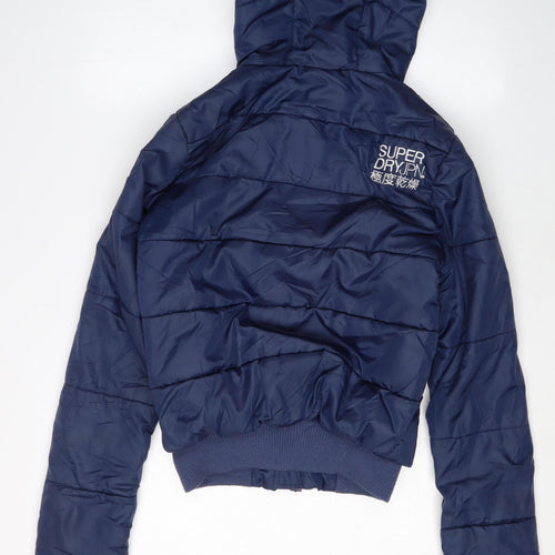 Superdry Women's Blue Hooded Puffer Jacket XS