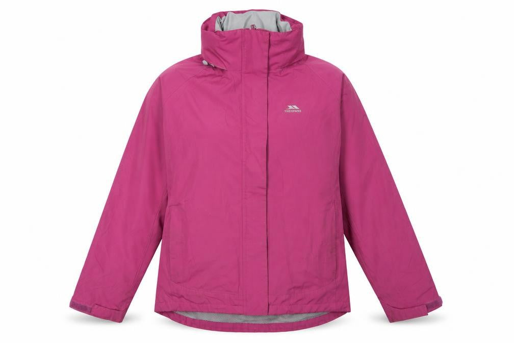 Front view of Trespass women’s pink waterproof jacket l
